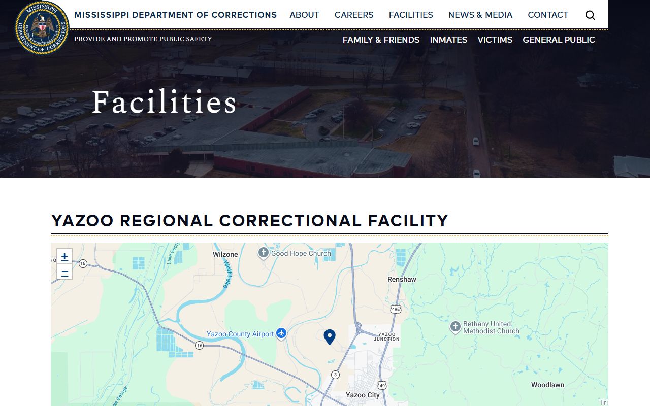 Yazoo County Regional Correctional Facility MDOC inmate facility listing
