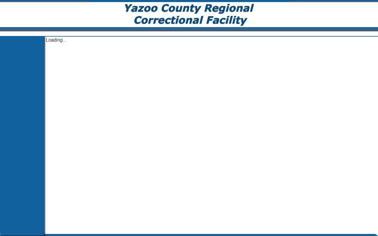 Yazoo RCF roster frame page for the JailTracker inmate list